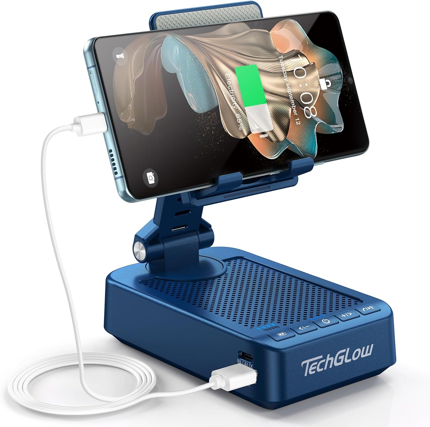 Read more about the article TechGlow Gifts for Men Women Foldable Cellphone Stand with Bluetooth Speaker and Charging Function 360° Rotatable Phone Stand Birthday Gift Idea for Mom Dad Cool Tech Gifts-Blue