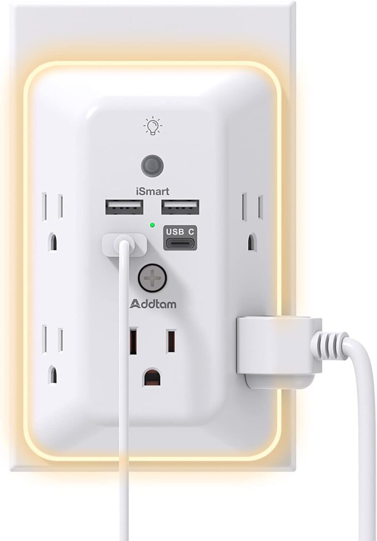Read more about the article Surge Protector, Outlet Extender with Night Light, Addtam 5-Outlet Splitter and 4 USB Ports(1 USB C), Multi Plug Wall Outlet for Home Office Dorm Room Essentials