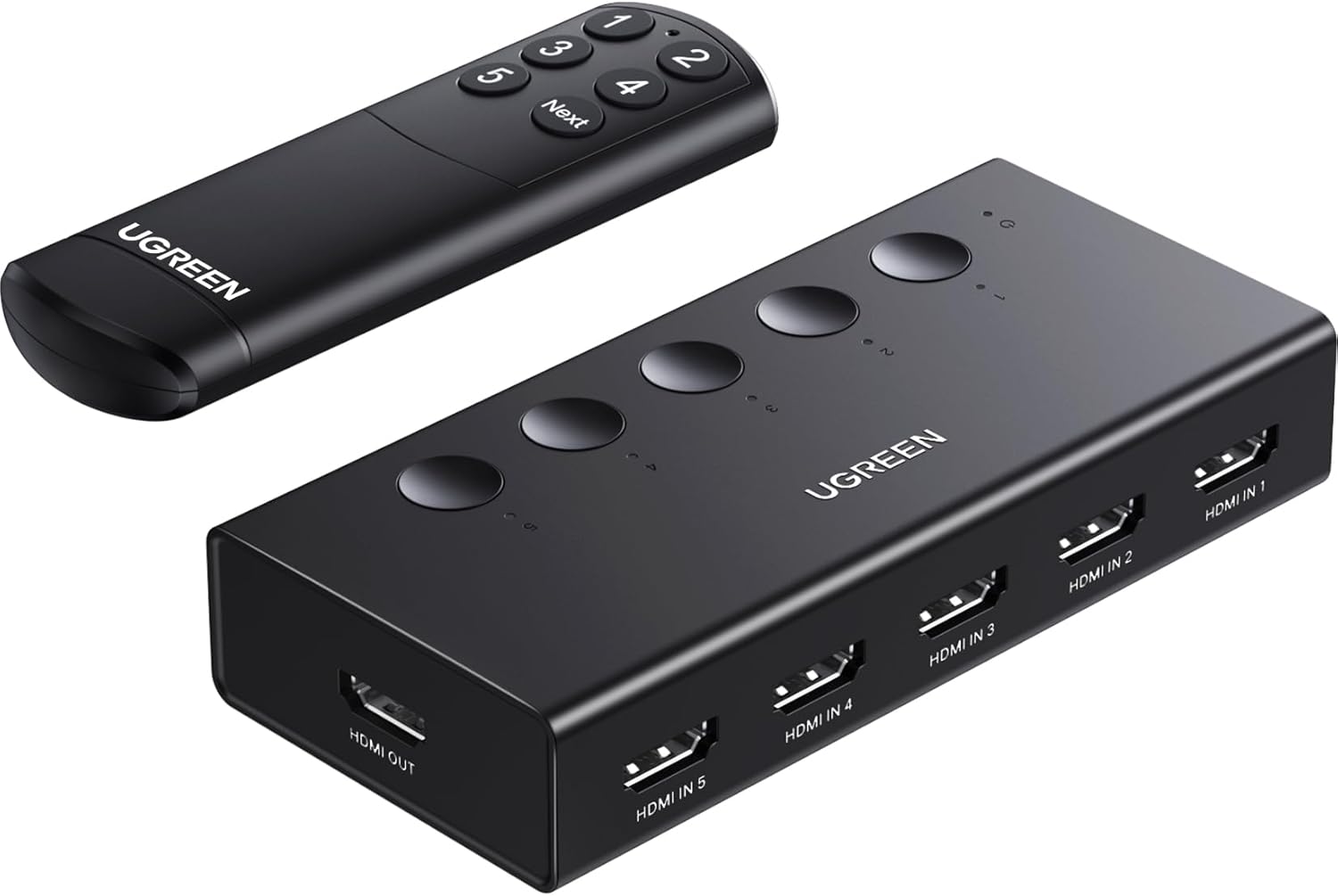 Read more about the article UGREEN HDMI Switch 5 in 1 Out 4K@60Hz, HDMI Splitter with Remote 5 Port Switcher Selector Box Support 3D CEC HDR HDCP2.2 Compatible with PS5/4/3 Xbox Nintendo Switch Roku TV Fire Stick Black