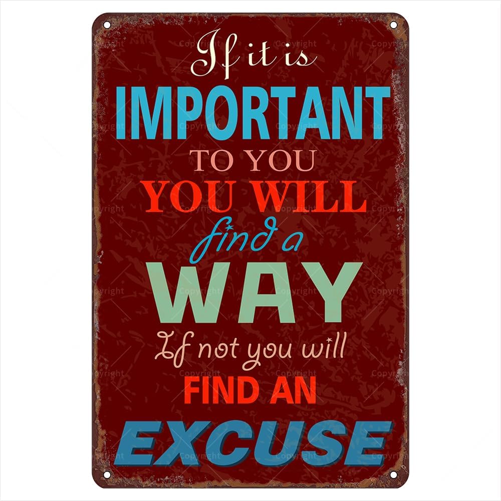 Read more about the article No Excuse Workout Retro Metal Tin Signs, 12”* 8”, If It’s Important To You, You Will Find A Way. If Not, You Will Find An Excuse Vintage Tin Sign, Metal Poster For Gym Fitness Club And Bedroom, Gifts For Inspiring People Gym Fitness Lover.