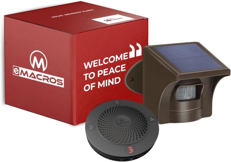 Read more about the article eMACROS Non-APP Wireless Driveway Alarm — 1/2 Mile Solar Motion Sensor with Plug-in Receiver for Driveways, Homes, Large Properties, Weatherproof Outdoor Security System