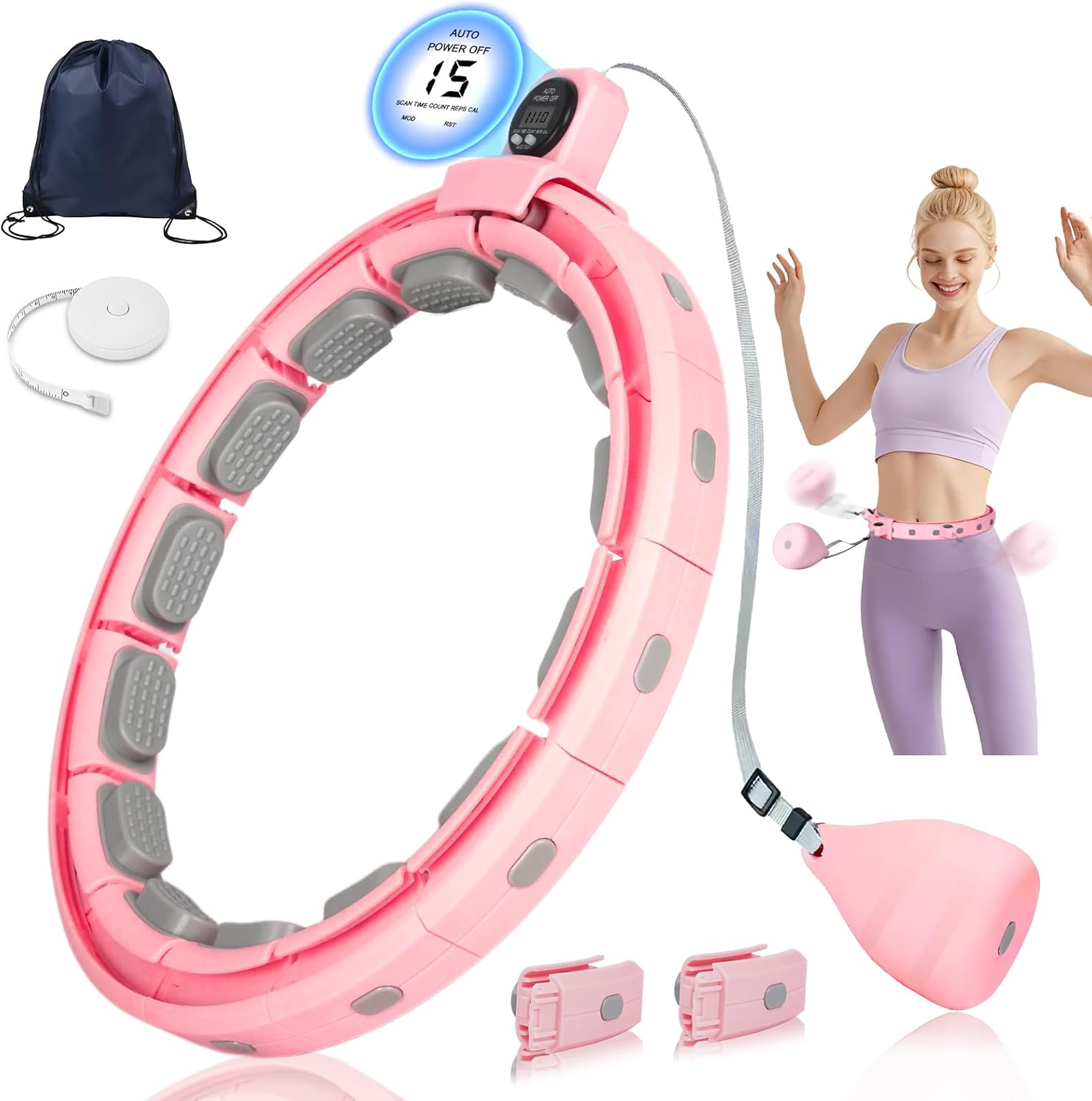 Read more about the article Smart Silent Weighted Fitness Hoop with Counter, Adjustable 30″-50″ Infinite Exercise Hoop – A Spinning Hoop for Waist & Adult Weight Loss, Includes Tape Measure & Backpack for Women & Beginners