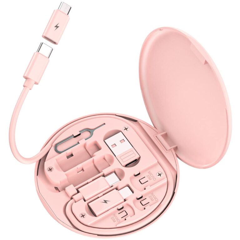 Read more about the article Multi USB Charging Adapter Cable Kit, USB C to iOS Device Adapter Box, Conversion Set A & Type C to Male Micro /Type C/iOS Device, Data Transfer, Card Storage, Tray Eject Pin, Phone Holder (pink)