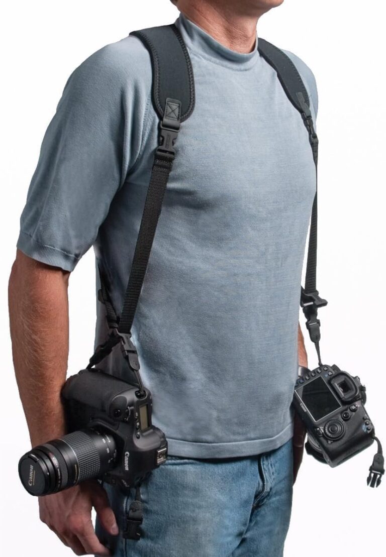 Read more about the article OP/TECH USA Dual Camera Harness – Neoprene Shoulder Harness for Two Cameras | Comfortable, Adjustable DSLR/SLR Strap System with Quick-Release Connectors – Black, Made in USA