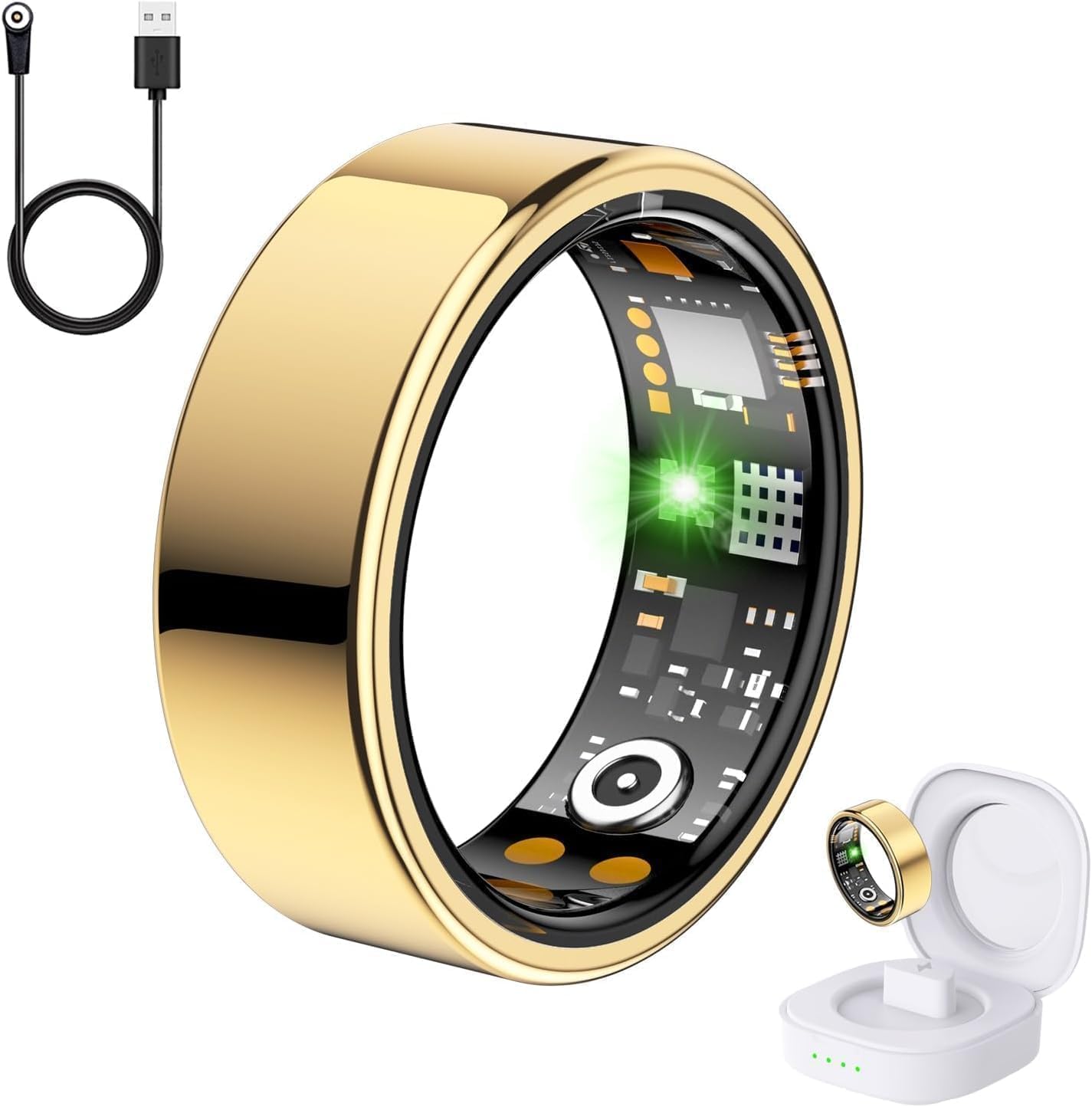 Read more about the article Health Tracker Ring, Smart Health Ring for Women Men with Heart Rate, Blood Oxygen, Sleep Monitor, Steps,Calories, No Subscription Fee, IP68 Waterproof Smart Ring for iPhone & Android (Gold, 9#)