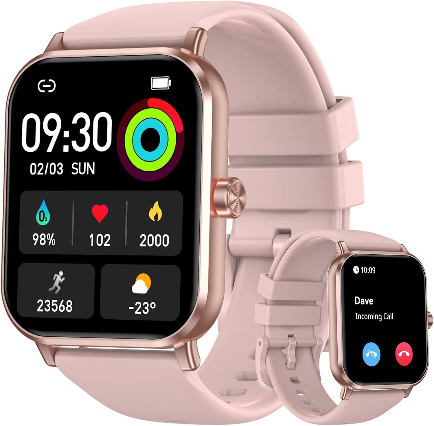 Read more about the article Smart Watches for Women Men, 1.83″ HD Touchscreen, Bluetooth Calling, 130+ Professional Sports Modes, Heart Rate and Sleep Monitor, 5ATM Water-Resistant, Timer, Fitness Tracker for Android/iOS (Pink)