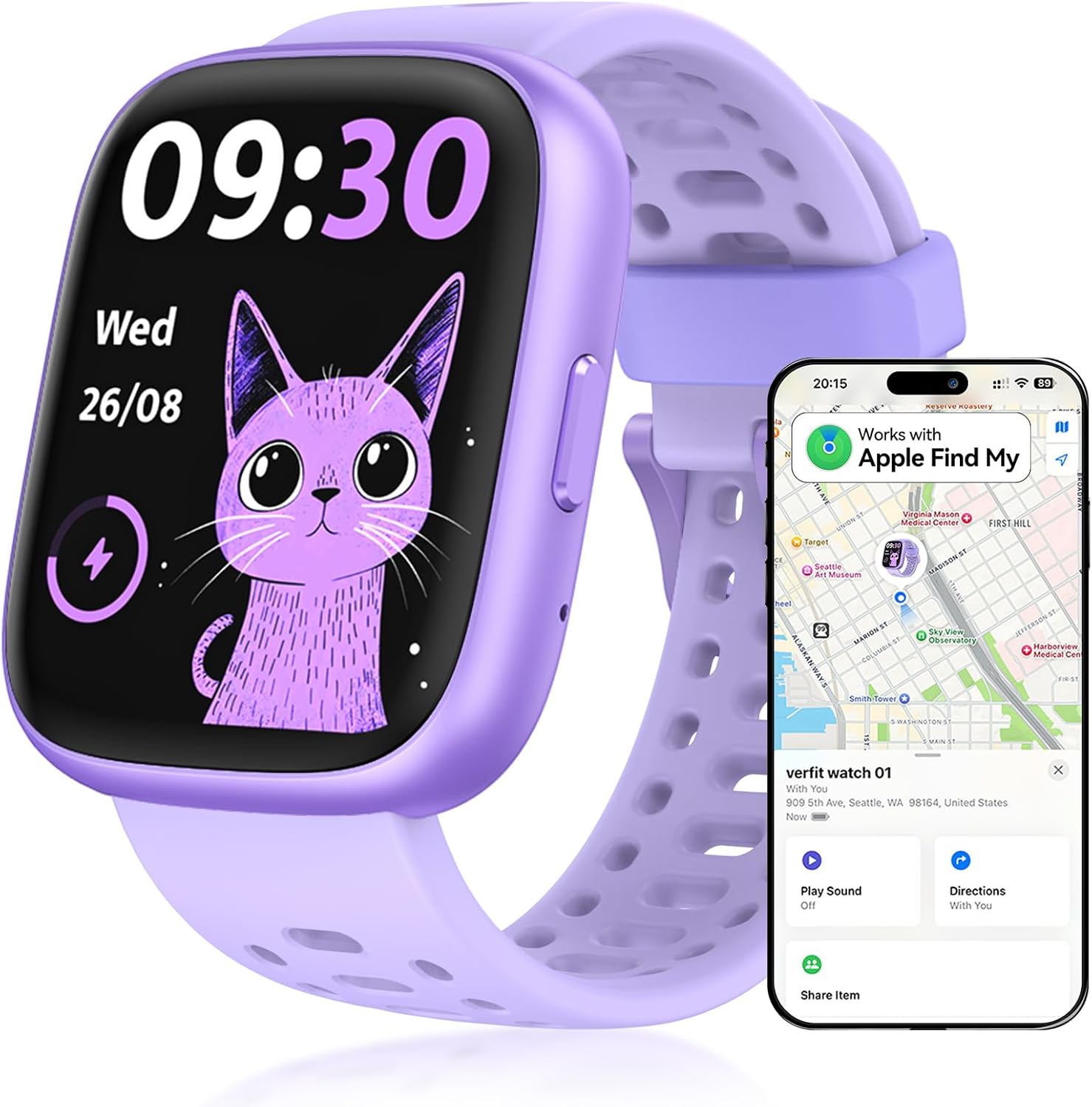 Read more about the article Fitness Tracker for Kids No APP No Phone Needed, Compatible with Apple Find My, 1.83″ Smart Watch, Heart Rate, Sleep Monitor, IP68 Waterproof, Step Counter, Gifts for Girls Boys Teens 5-16