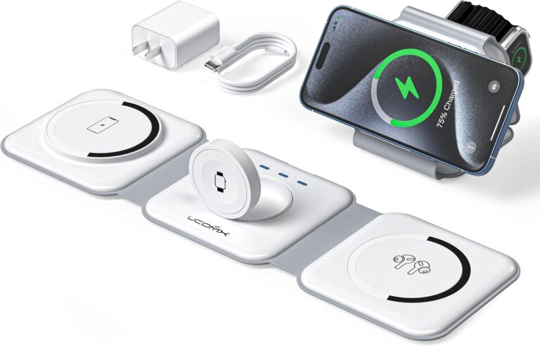 Read more about the article UCOMX 3 in 1 Charging Station for Multple Devices,Foldable 3 in 1 Wireless Charger for Travel,NANO Wireless Charging Station for iPhone17 16 15 14 13 12 Pro Max/Watch 10 9 8 7 6 5 4 3 Ultra/AirPod Pro