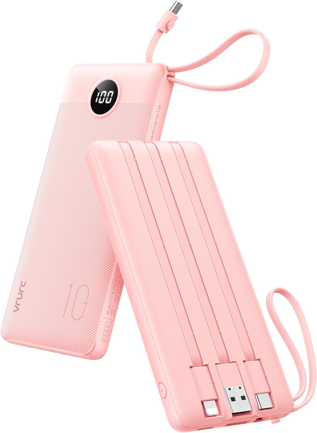 Read more about the article VRURC Portable Charger Power Bank, 10000mAh Travel Essentials Battery Pack, Compact Charging Bank Built-in Cables Cords Compatible with iPhone 17 Pro 17 16 15 14 13, Samsung Phones-Pink(1 Pack)