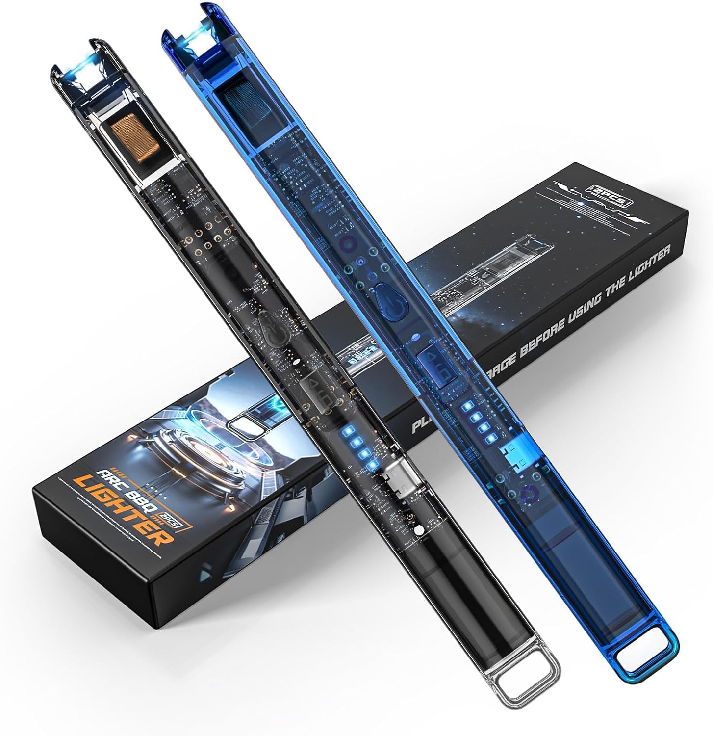 Read more about the article 2 Pack Electric Candle Lighters – Rechargeable USB-C Arc Lighters with LED Display & Transparent See-Through Tech Design, Windproof Long Lighter for Candles,BBQ,Camping,Stoves,Stocking Stuffers