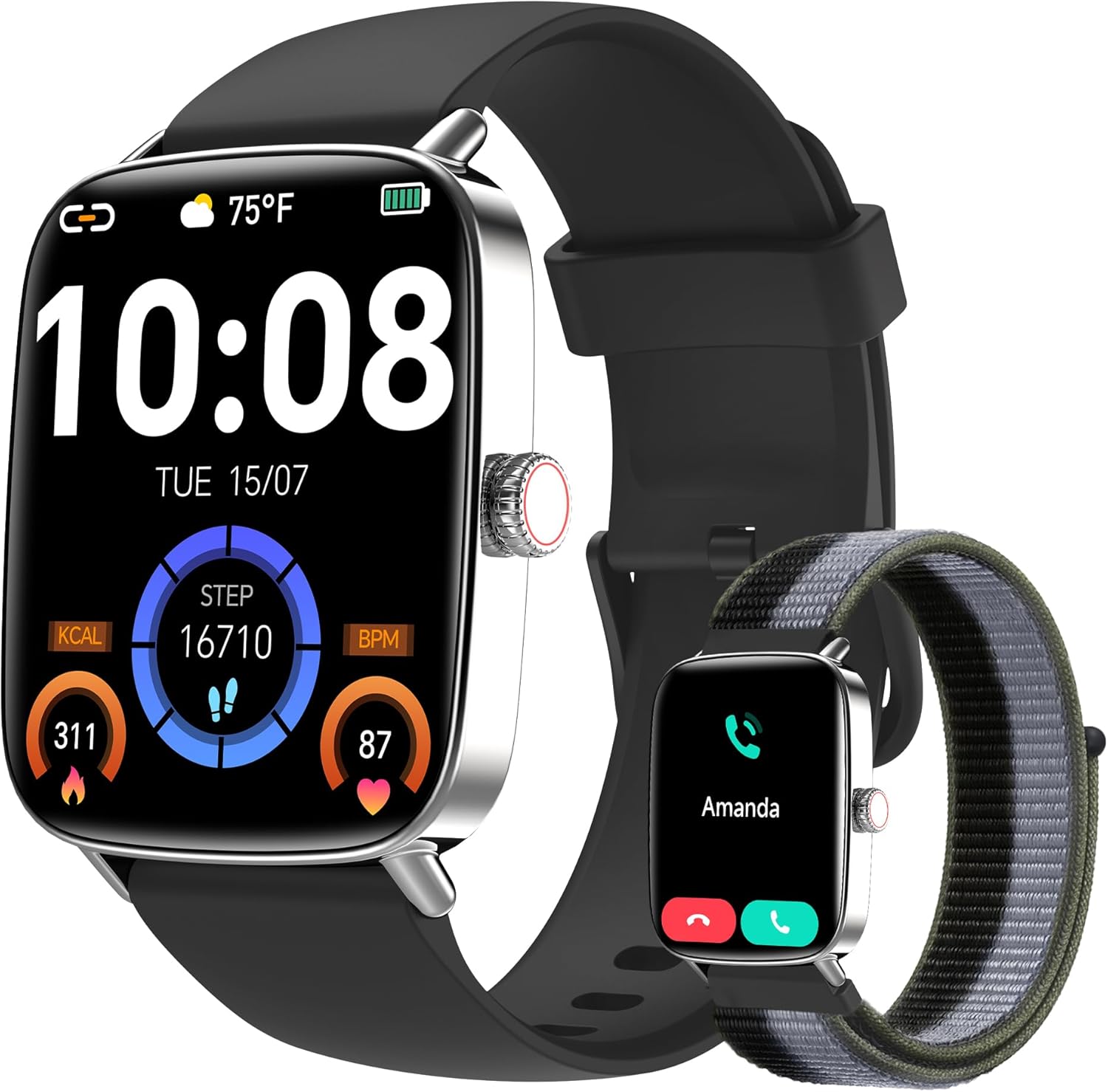 Read more about the article Smart Watch for Women Men, 2025 New Smartwatch (Answer/Make Call) for iPhone/Android, 1.85″ HD 60+FPS Screen Fitness Tracker with 110+ Sport Modes, Sleep/Health Monitor, IP68 Waterproof, with 2 Bands