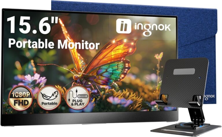 Read more about the article Ingnok Portable Monitor, Ultra Slim 15.6 Inch FHD IPS Laptop Screen Extender with Adjustable Stand, USB C Compatible, Ideal for Travel and Office
