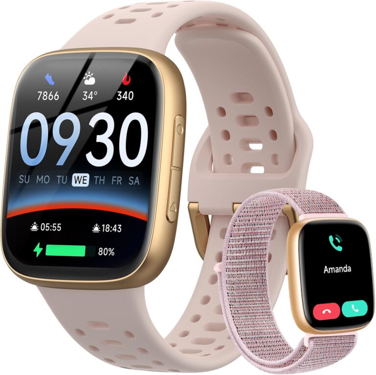 Read more about the article Smart Watches for Women Android iPhone (2 Bands), [1.85″ AMOLED Screen] Smartwatch Fitness Tracker 3ATM Waterproof with Bluetooth Calls, AI Control, Heart Rate/SpO2/Sleep Monitor, 7 Days Battery