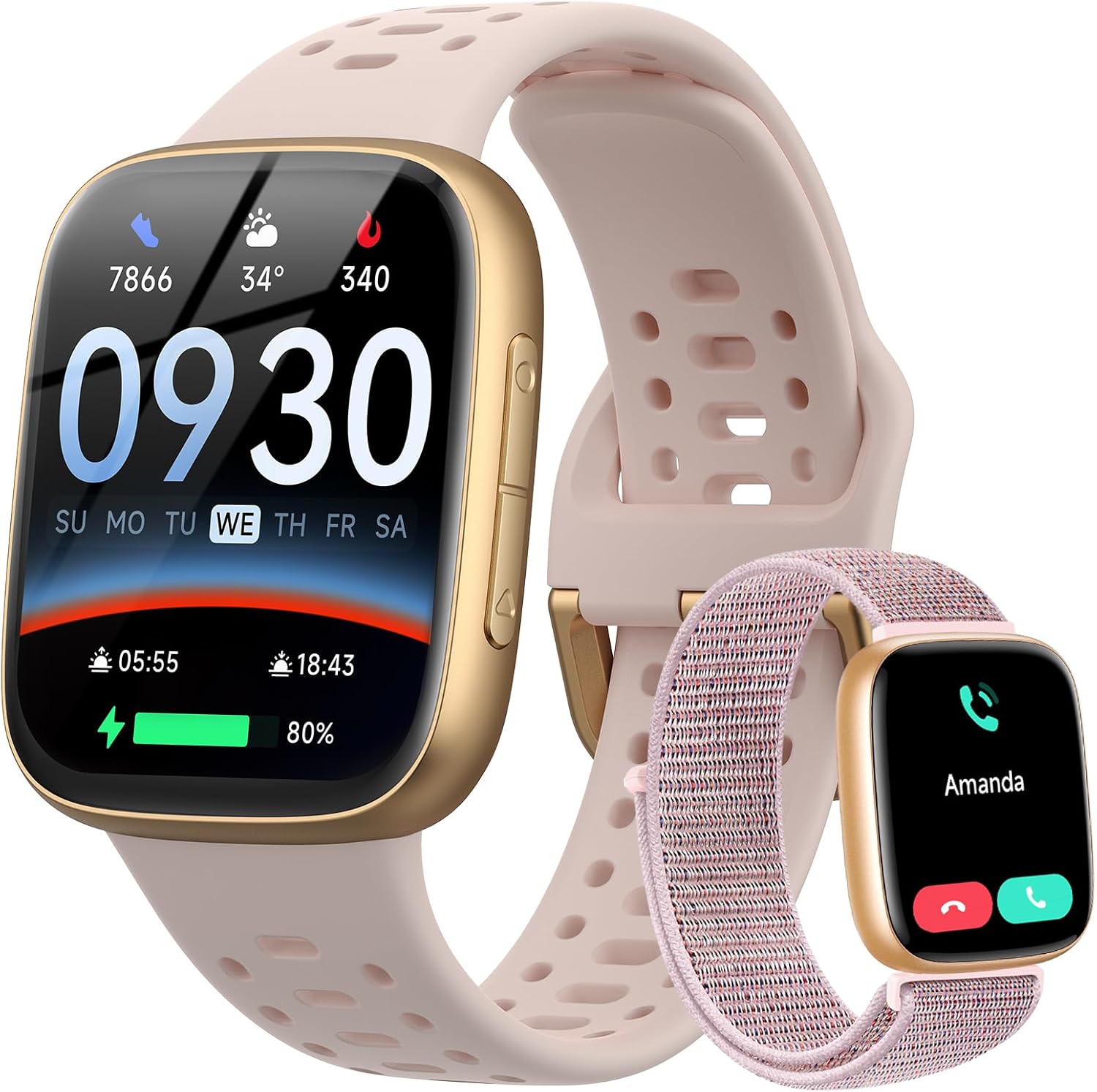 Read more about the article Smart Watches for Women Android iPhone (2 Bands), [1.85″ AMOLED Screen] Smartwatch Fitness Tracker 3ATM Waterproof with Bluetooth Calls, AI Control, Heart Rate/SpO2/Sleep Monitor, 7 Days Battery
