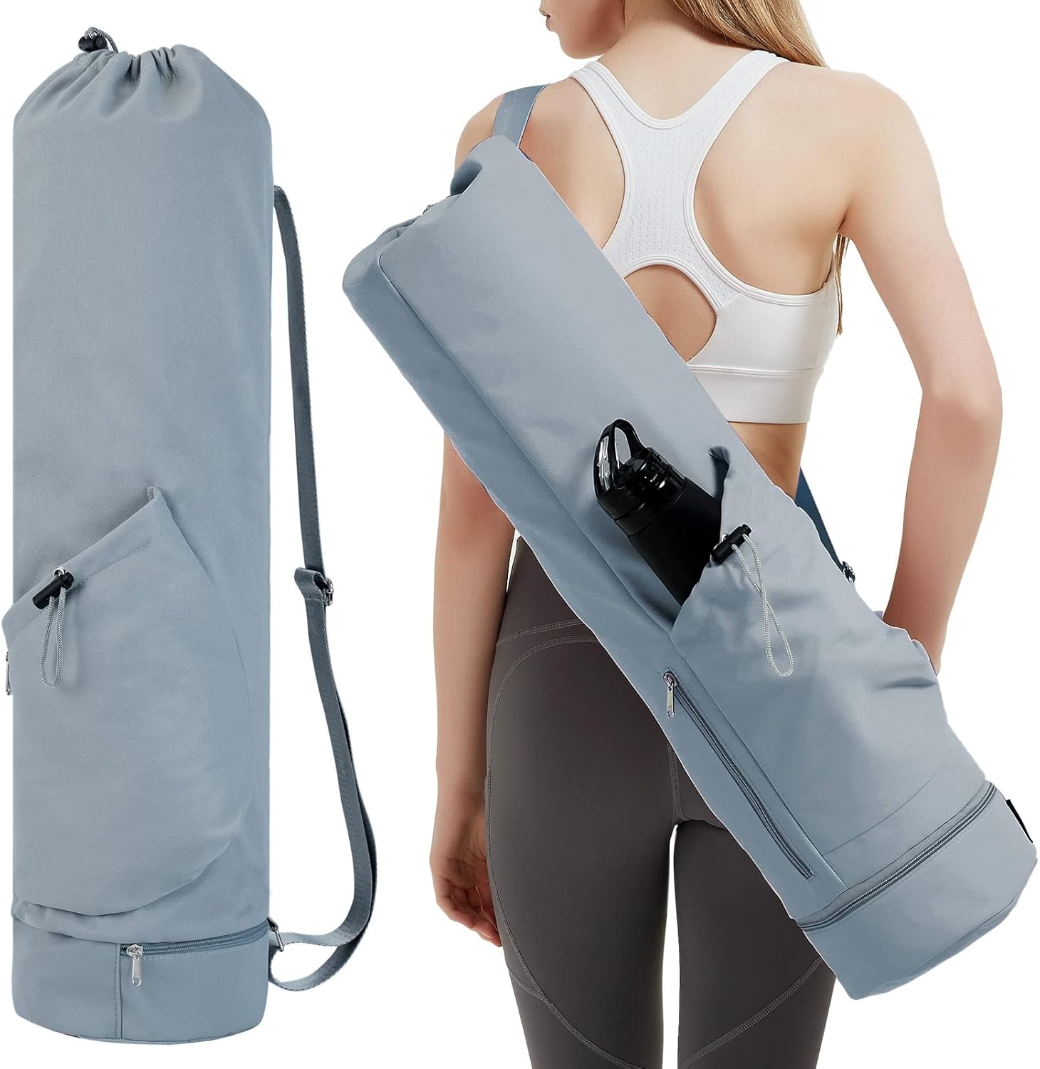 Read more about the article sportsnew Yoga Mat Bag with Water Bottle Pocket and Bottom Wet Pocket, Exercise Yoga Mat Carrier Multi-Functional Storage Bag, Patent pending
