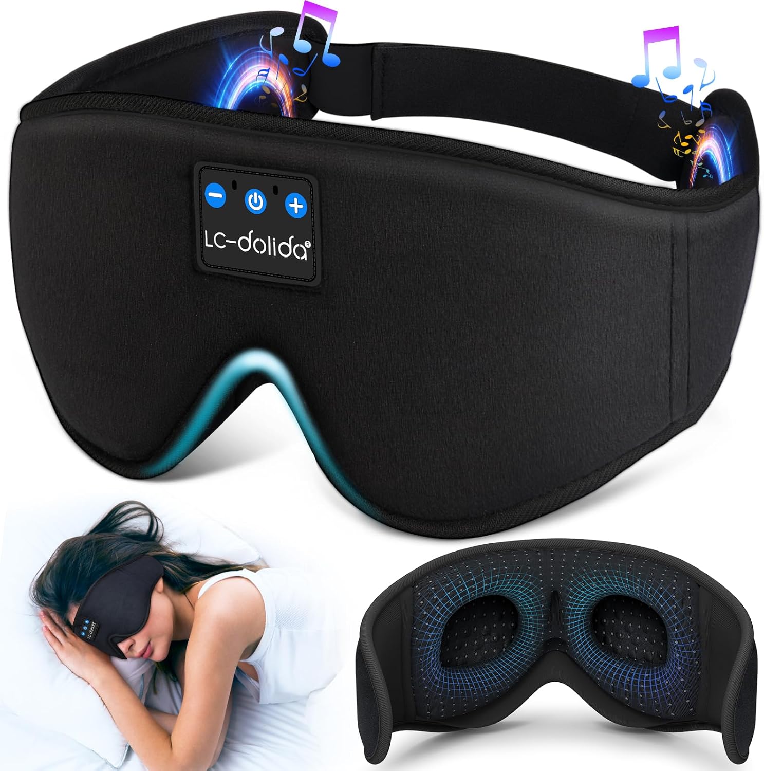 Read more about the article LC-dolida Sleep Headphones, 3D Sleep Mask Bluetooth Wireless Music Eye Mask, Sleeping Headphones for Side Sleepers Sleep Mask with Bluetooth Headphones Ultra-Thin Stereo Speakers Perfect for Sleeping