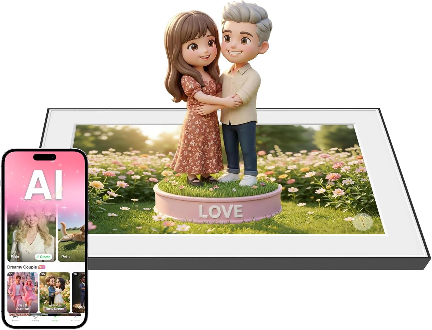 Read more about the article Magic Frame [AI Photo to Video] – 10.1″ FHD WiFi Digital Picture Frame, AI Motion Sensor, Old Photo Alive, Unlimited Cloud Storage, Picture Share with APP, Touchscreen, Gift for Loved One
