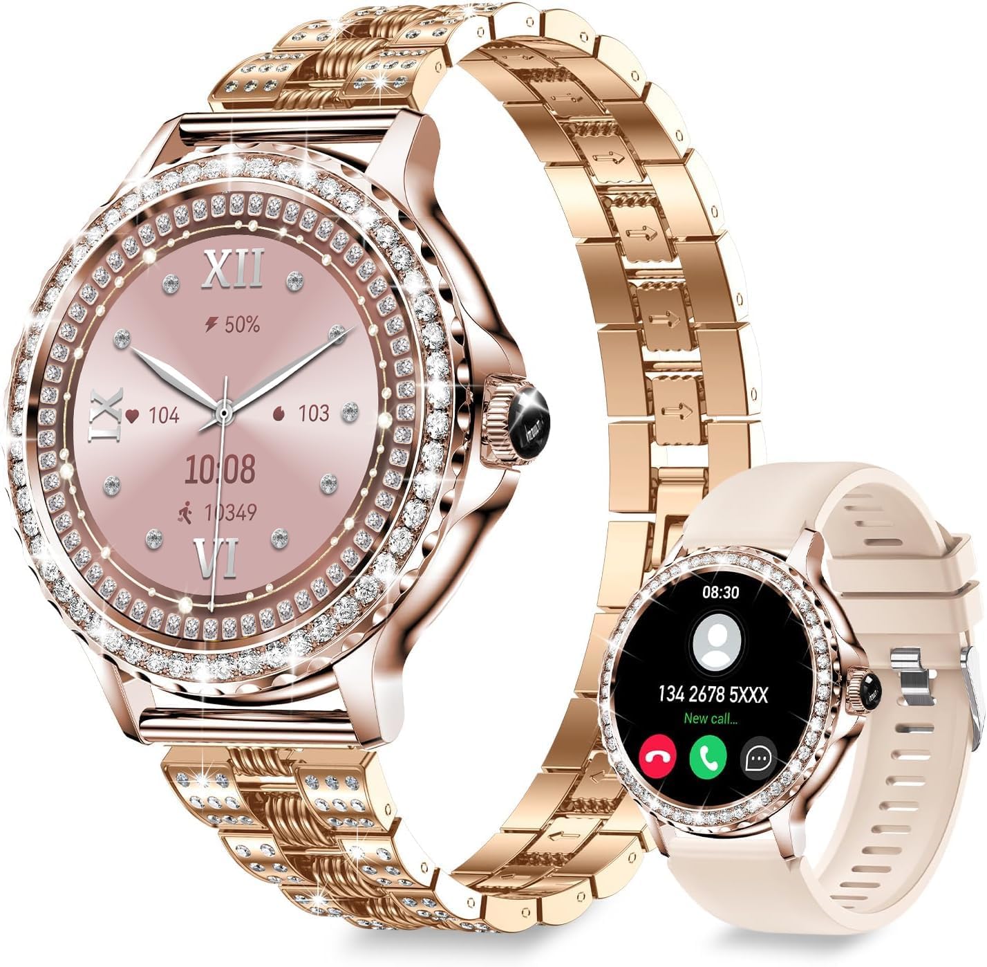 Read more about the article Diamonds Smart Watches for Women (Answer/Make Call), 1.3” Touch Screen with IP68 Waterproof Smartwatch for Android/iPhone, Pedometer with 100+ Fitness Activity/Heart Rate/SpO2