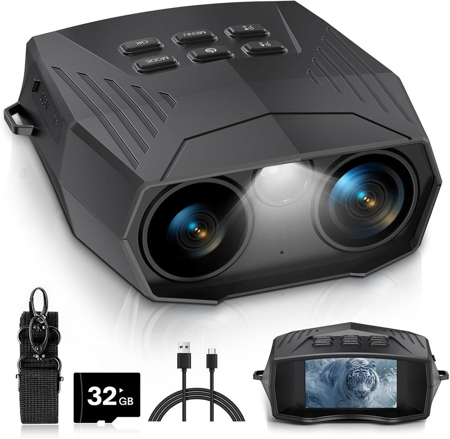 Read more about the article Night Vision Goggles, Night Vision Binoculars for Adults, 5000mAh Rechargeable Infrared Binoculars with 3” Large Screen, 10X Digital Zoom External Flashlight for Camping