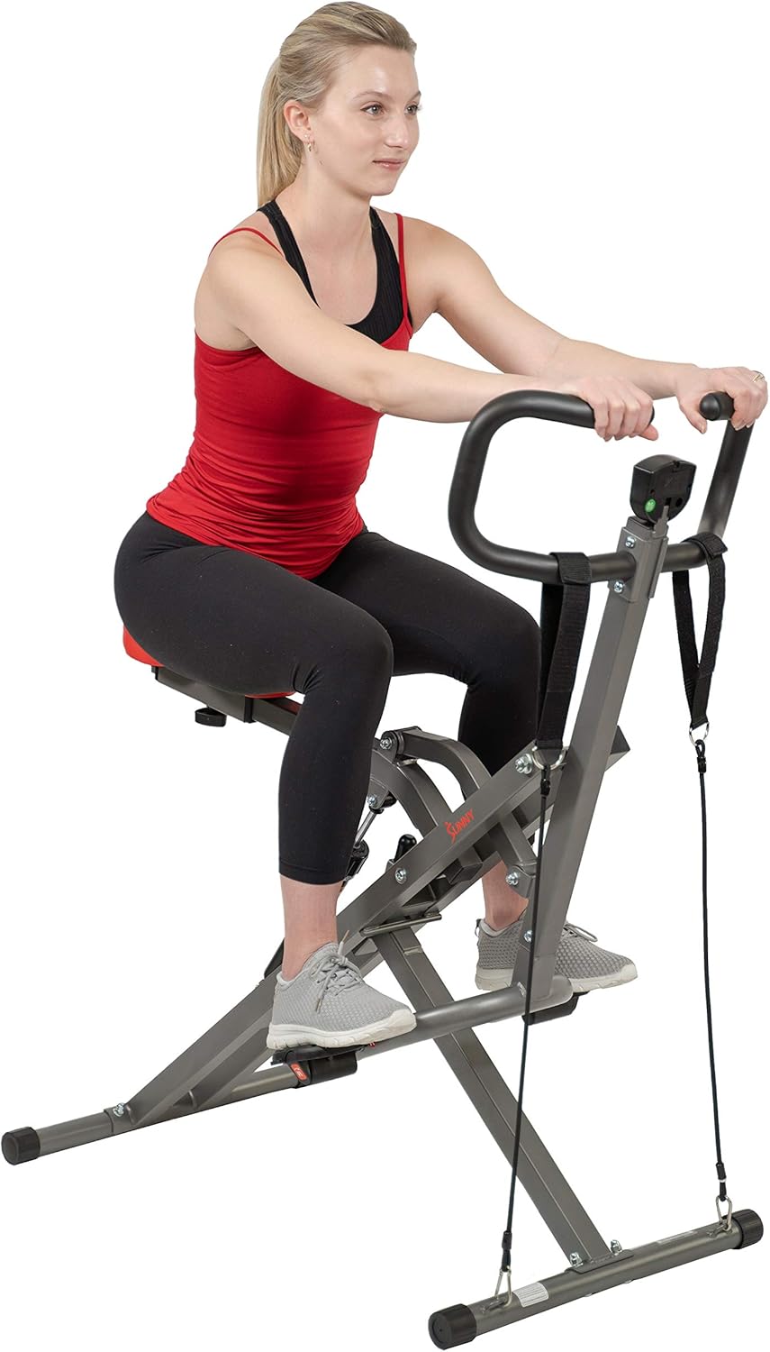 Read more about the article Sunny Health & Fitness Row-N-Ride PRO, Full Body Combo Squat Machine w/Optional Resistance Band, Easy Setup Ab Workout Exercise Equipment for Home, Whole Body Cardio, Optional SunnyFit App Connection