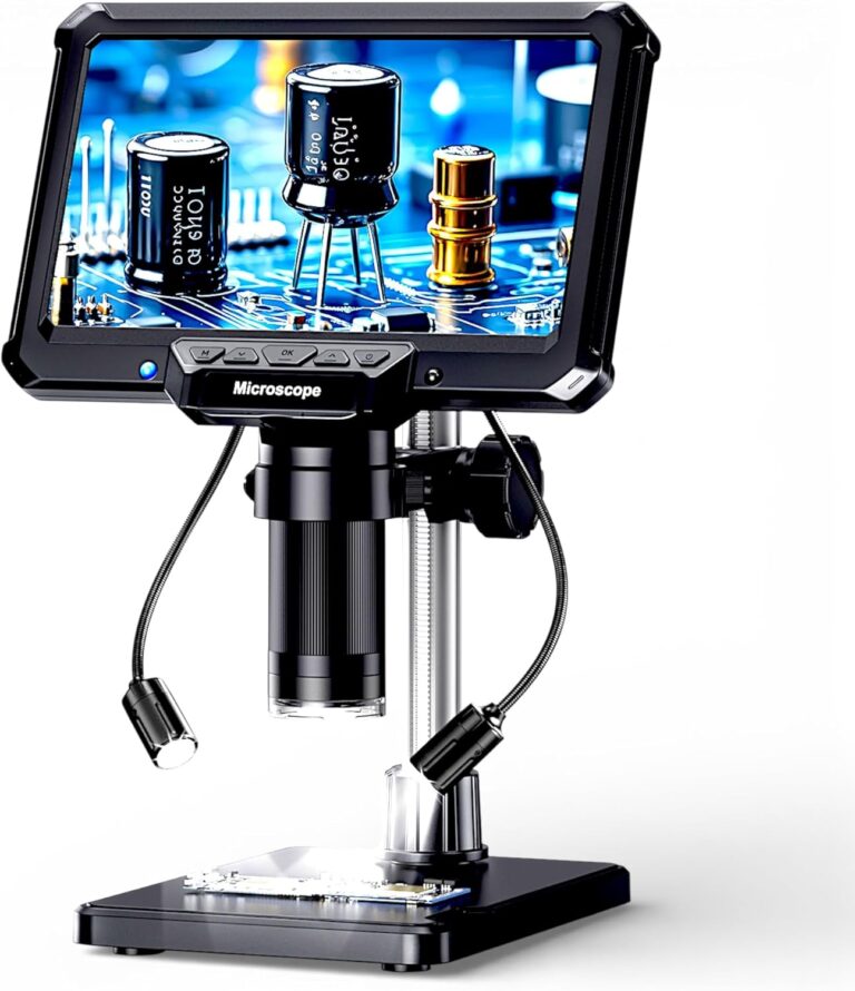 Read more about the article 7″ Digital Soldering Microscope with Remote for Electronics Repair, 1200X IPS Screen PCB Magnifier, 16M 1080P HDMI/USB Output, 2 Gooseneck Side Lights for SMD Microsoldering (MK7)