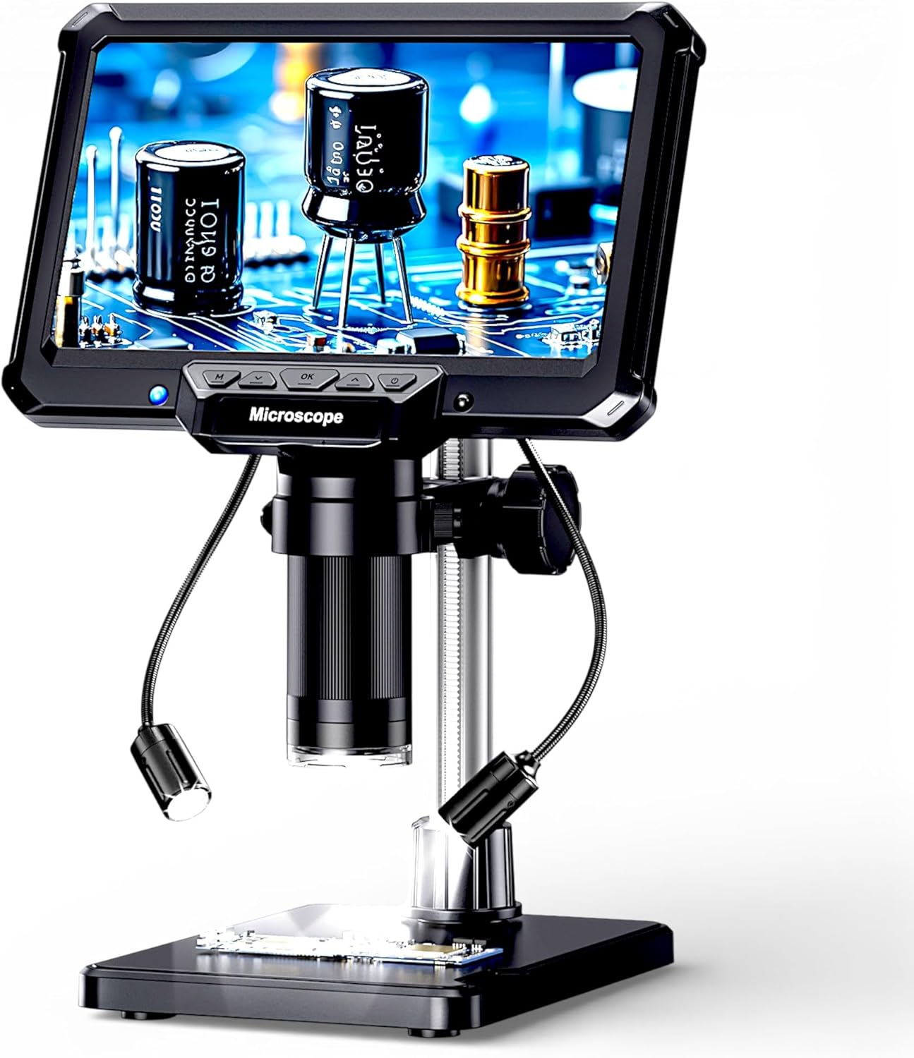 Read more about the article 7″ Digital Soldering Microscope with Remote for Electronics Repair, 1200X IPS Screen PCB Magnifier, 16M 1080P HDMI/USB Output, 2 Gooseneck Side Lights for SMD Microsoldering (MK7)