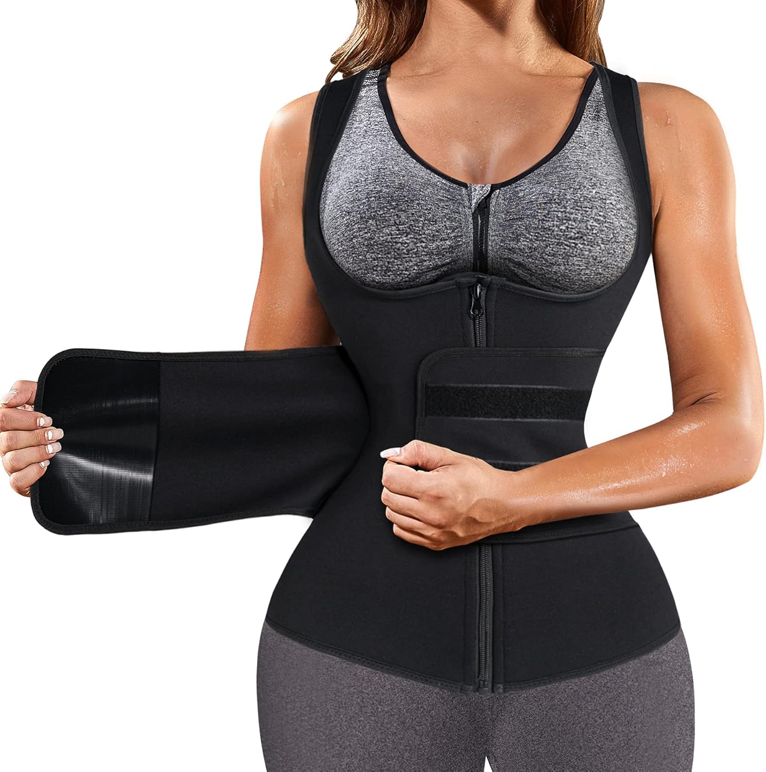 Read more about the article GAODI Women Waist Trainer Vest Slim Corset Neoprene Sauna Tank Top Zipper Workout Body Shaper Shirt (2XL, Black Sauna Vest)