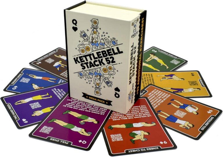 Read more about the article Stack 52 Kettlebell Exercise Cards. Workout Playing Card Game. Video Instructions Included. Learn Kettle Bell Moves and Conditioning Drills. Home Fitness Training Program. (2019 Mega Pack)
