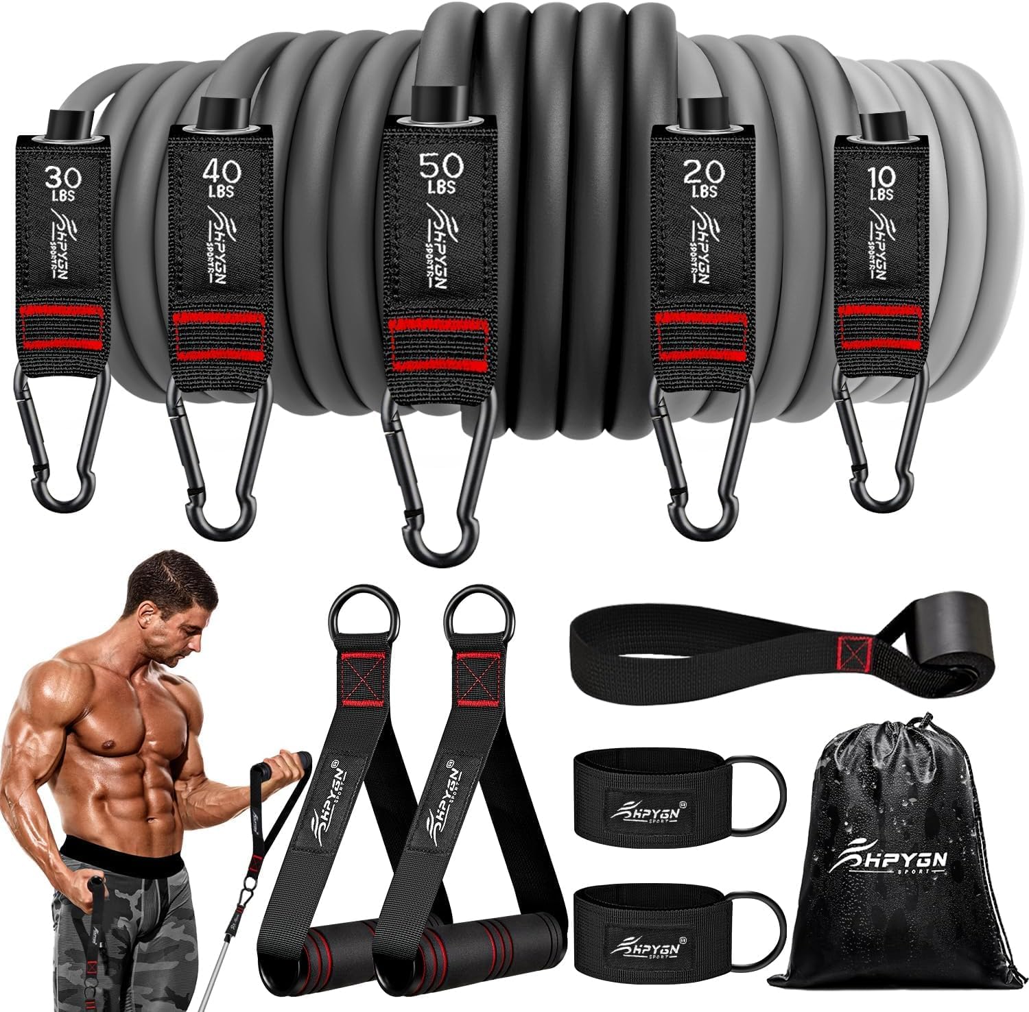 Read more about the article HPYGN Resistance Bands, Exercise Bands with Handles, Fitness Bands, Workout Bands with Door Anchor and Ankle Straps, for Heavy Resistance Training, Physical Therapy, Shape Body, Yoga, Home Workout Set