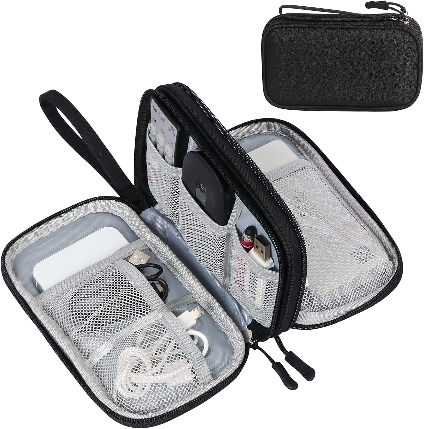 Read more about the article FYY Travel Cable Organizer Pouch Electronic Accessories Carry Case Portable Waterproof Double Layers All-in-One Storage Bag for Cord, Charger, Phone, Earphone Black
