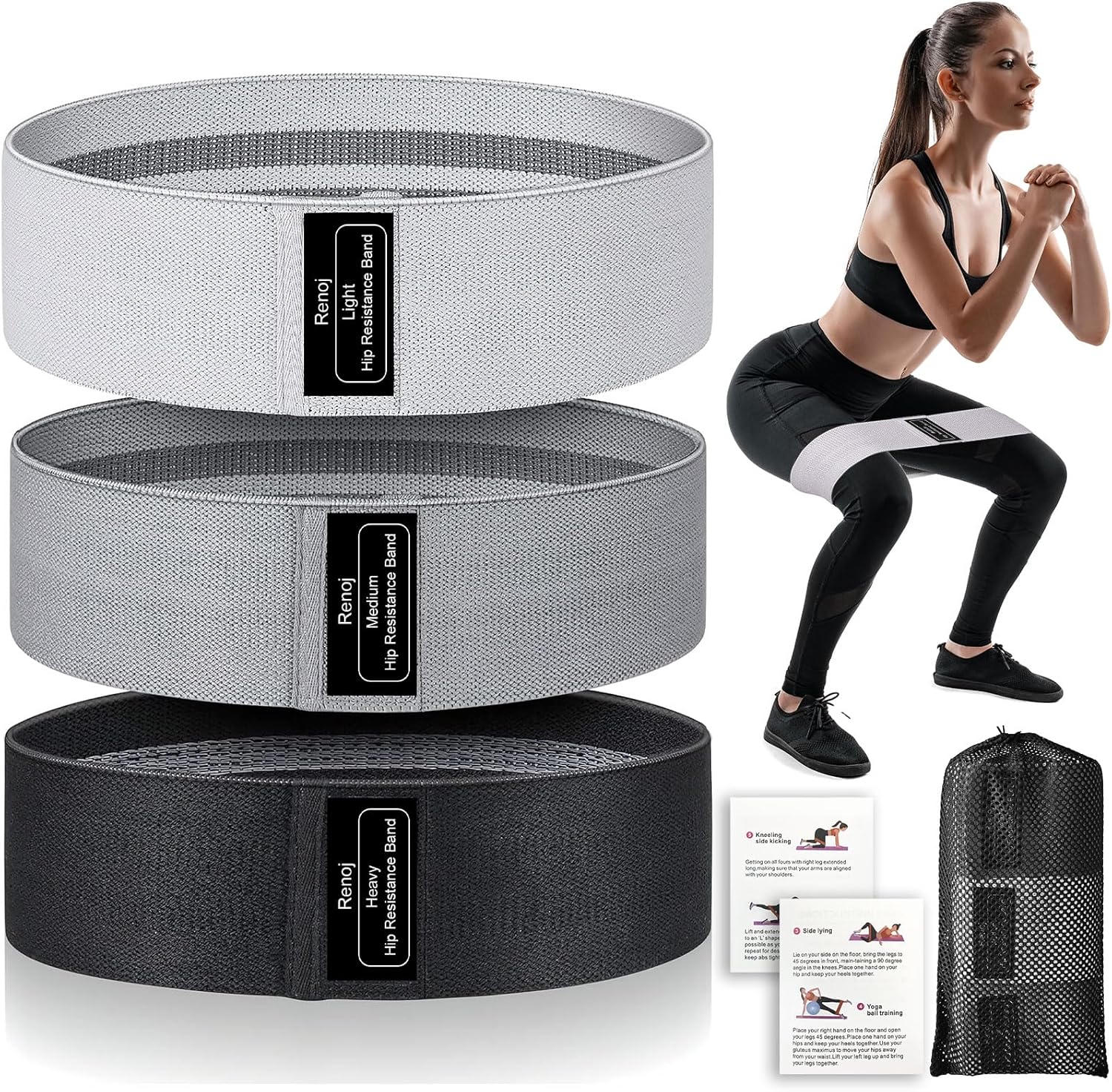 Read more about the article Renoj Resistance Bands for Working Out: 3-Set Professional Exercise Bands for Pilates, Yoga, Home Gym, Booty, Leg Training | Heavy/Medium/Light Fabric Loops for Women Men