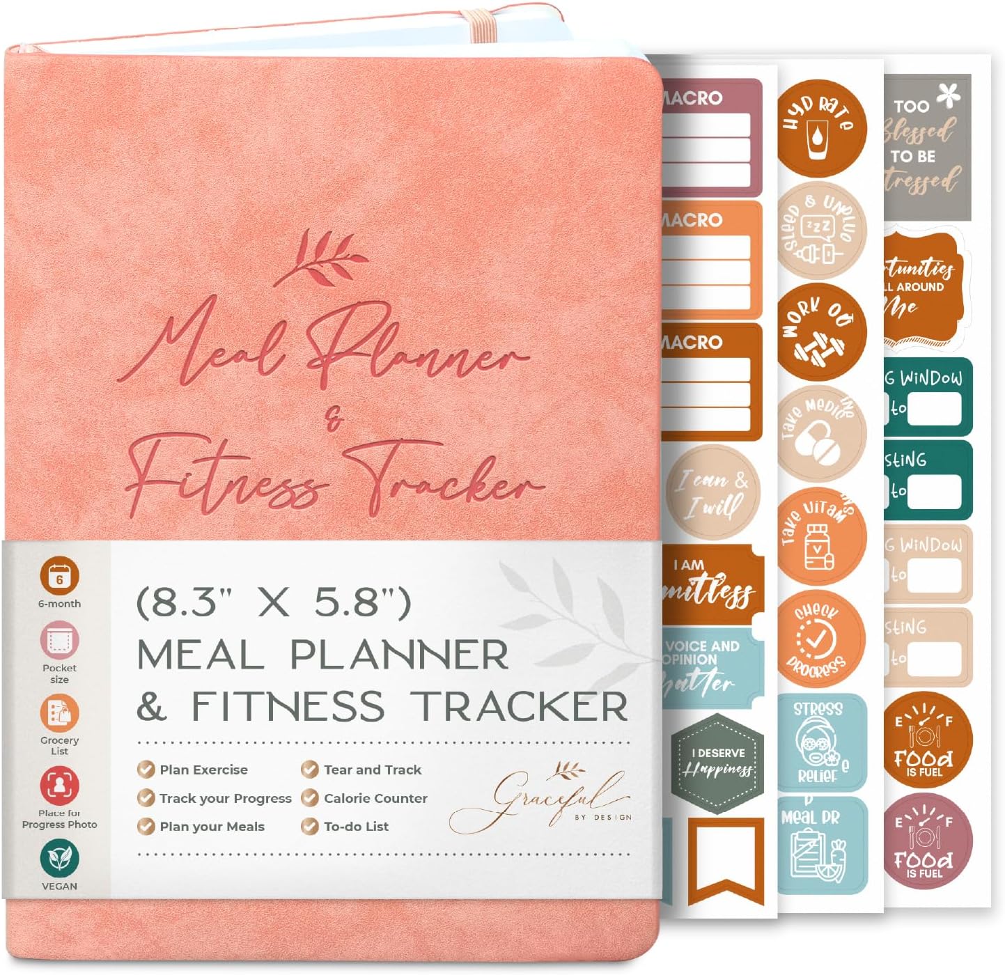 Read more about the article Graceful by Design Meal Planner and Fitness Tracker – Plan Workouts in our Fitness Journal for Women – Track Macros in our Food Journal for Women Weight Loss – Tear and Track with Perforated Pages