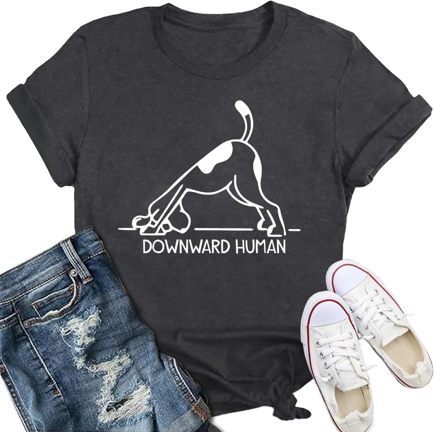 Read more about the article Womens Yoga Shirt Yoga Pilates Lover Workout T-Shirt Funny Downward Human Fitness Tee