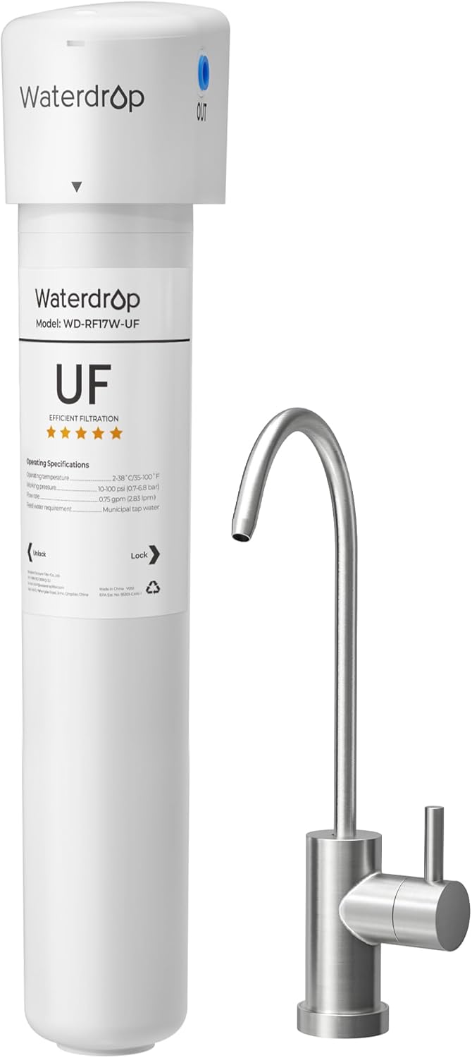 Read more about the article Waterdrop 17UBW-UF 0.01 μm Ultra Filtration Under Sink Water Filter System, Reduces Lead, Chlorine, Bad Taste & Odor, 3 Years, with Dedicated Brushed Nickel Faucet, USA Tech