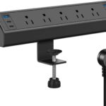Jgstkcity Desk Clamp Power Strip USB C,40W Total Fast Charging Station,4 PD 20W USB C Ports,Desk Edge Mount Surge Protector,5 Outlets,Fit 1.96″ Tabletop Edge,ETL Listed