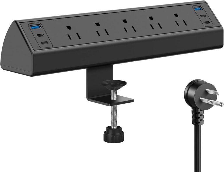 Read more about the article Jgstkcity Desk Clamp Power Strip USB C,40W Total Fast Charging Station,4 PD 20W USB C Ports,Desk Edge Mount Surge Protector,5 Outlets,Fit 1.96″ Tabletop Edge,ETL Listed
