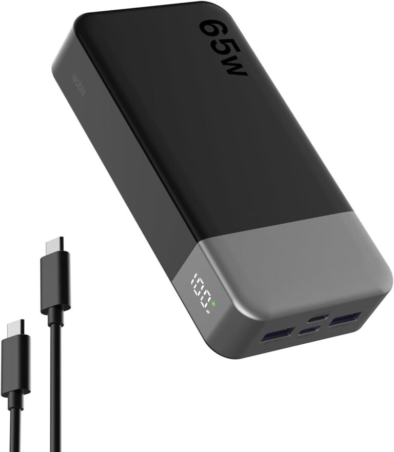 Read more about the article NOBIS 20000mAh Battery Pack Power Bank 65W Power Bank, Portable Charger with Digital Display, Dual USB-C/USB-A Fast Charging for Laptop, Phone, Tablet, Travel-Friendly External Battery Pack