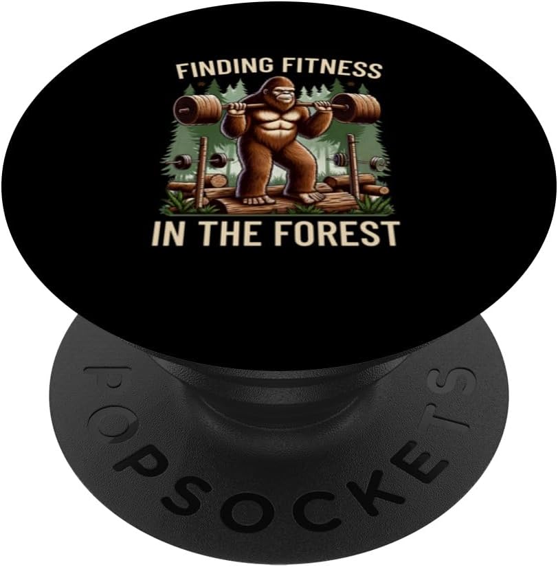 Read more about the article Funny Finding Fitness In The Forest Bigfoot Weightlifting PopSockets Standard PopGrip