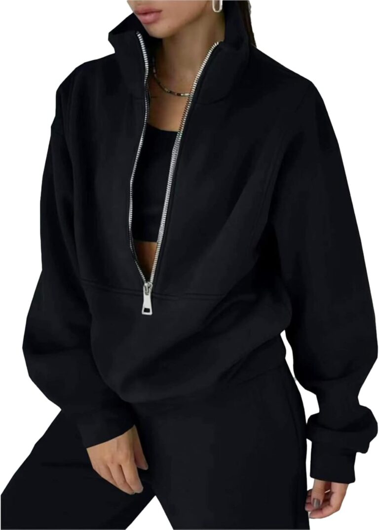 Read more about the article Kissonic Womens Fleece 2 Piece Outfits Sweatsuit Half Zip Pullover Sweatshirt Joggers Pants Tracksuit Set