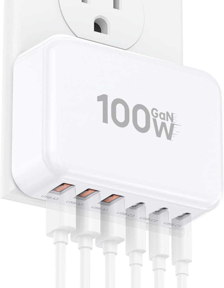 Read more about the article Fast Charger Block, GaN 6 Port USB C Charging Station Hub Cube, 100W Multiport Type C Wall Charger Power Strip Plug with PD 3.0+QC for iPhone13 14 15 16 17 Pro Max XR XS 8 7, Samsung, iPad, Table