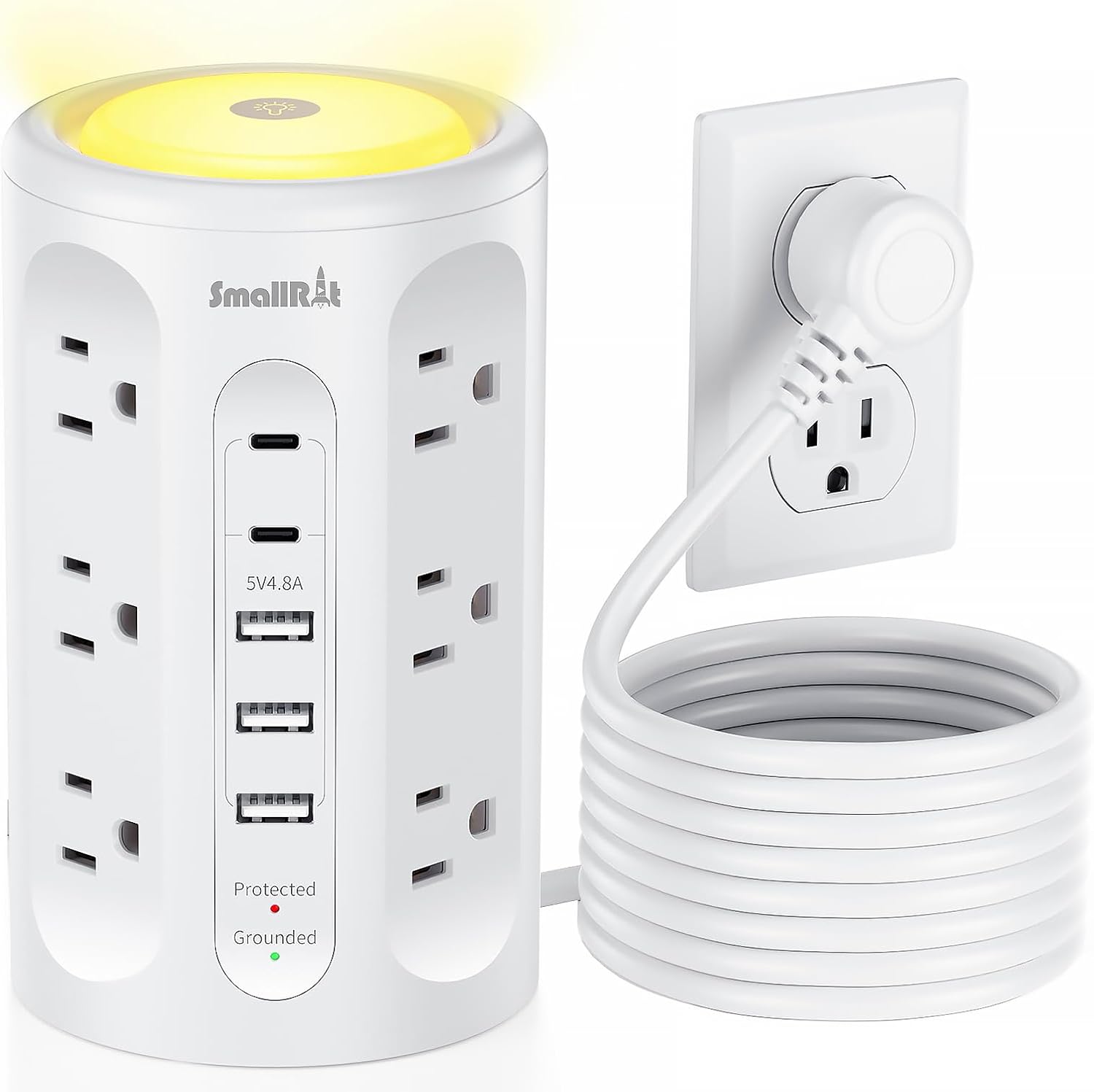 Read more about the article Power Strip Tower with Night Light, Surge Protector Tower with Multiple Outlets (12AC+3A+2C), 10 FT Extension Cord Charging Station for Home, Office, Dorm Essentials (White)