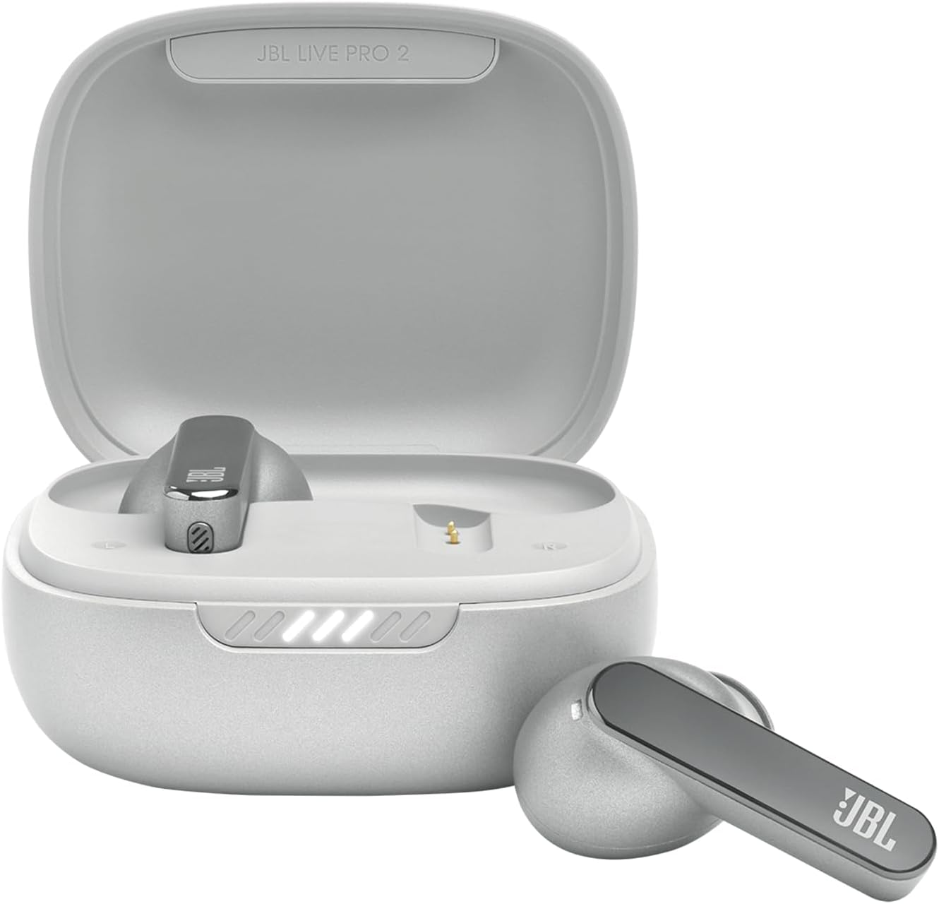 Read more about the article JBL Live Pro 2 – True Wireless Noise Cancelling Earbuds, up to 40 Hours of Playback with Wireless Charging, 6 mics for Perfect Calls, Touch & Voice Control, IPX5 Water Resistant (Silver)