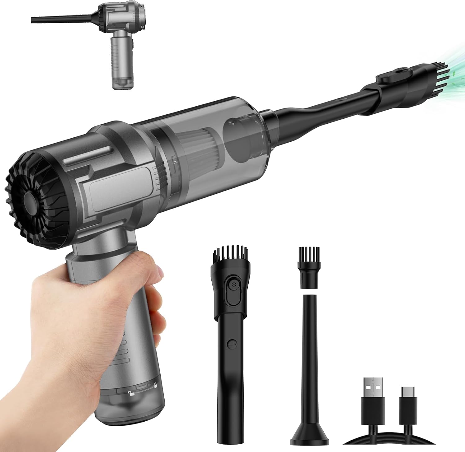 Read more about the article Handheld Mini Car Vacuum Cleaner, 9000Pa Vacuum Cleaner and Air Duster, 120W High Power Hand Held Vacuum with LED Light and Multi-Nozzles for Car, Home, Office, Pet /V01pro Gray