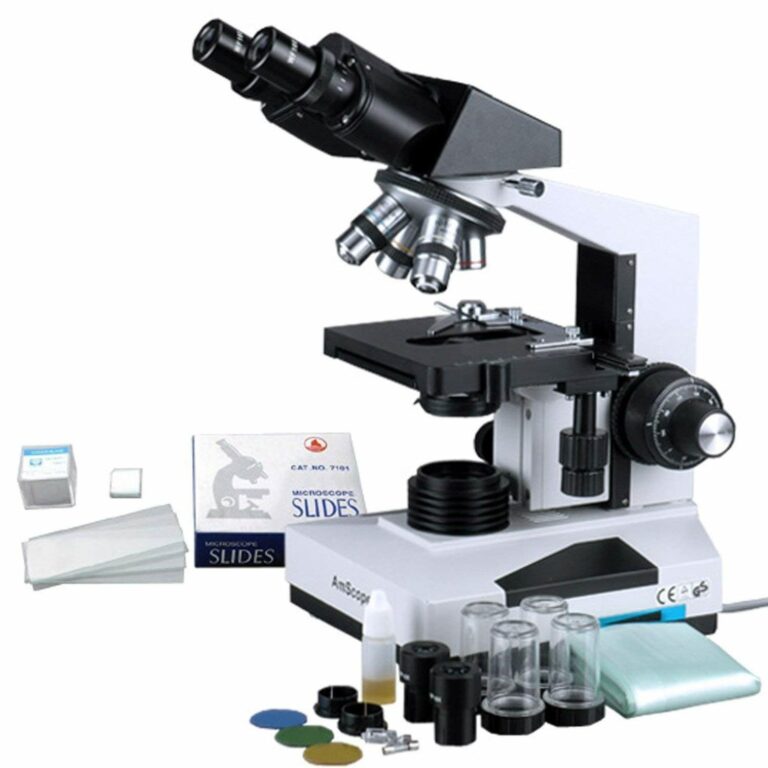 Read more about the article AmScope – 1600X Biological Compound Binocular Microscope + 50 Slides + 100 Coverslips – B490A-50P100S
