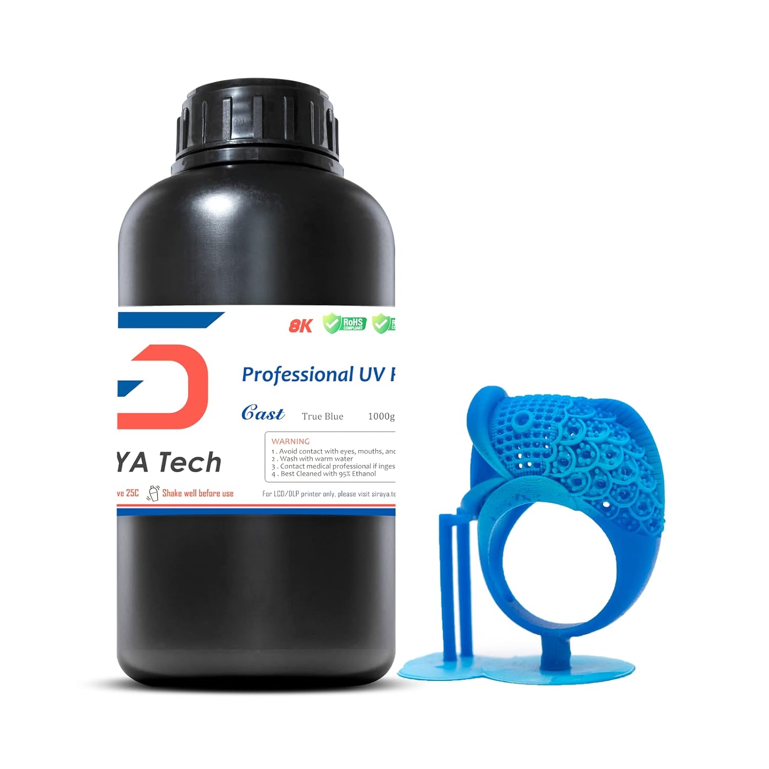 Read more about the article Siraya Tech Cast 3D Printer Resin Easier to Burn and Print Clean Burnout Great Smooth Surface High Resolution Castable 405nm UV-Curing Resin for Thicker Designs and Metal Parts (True Blue, 1kg)