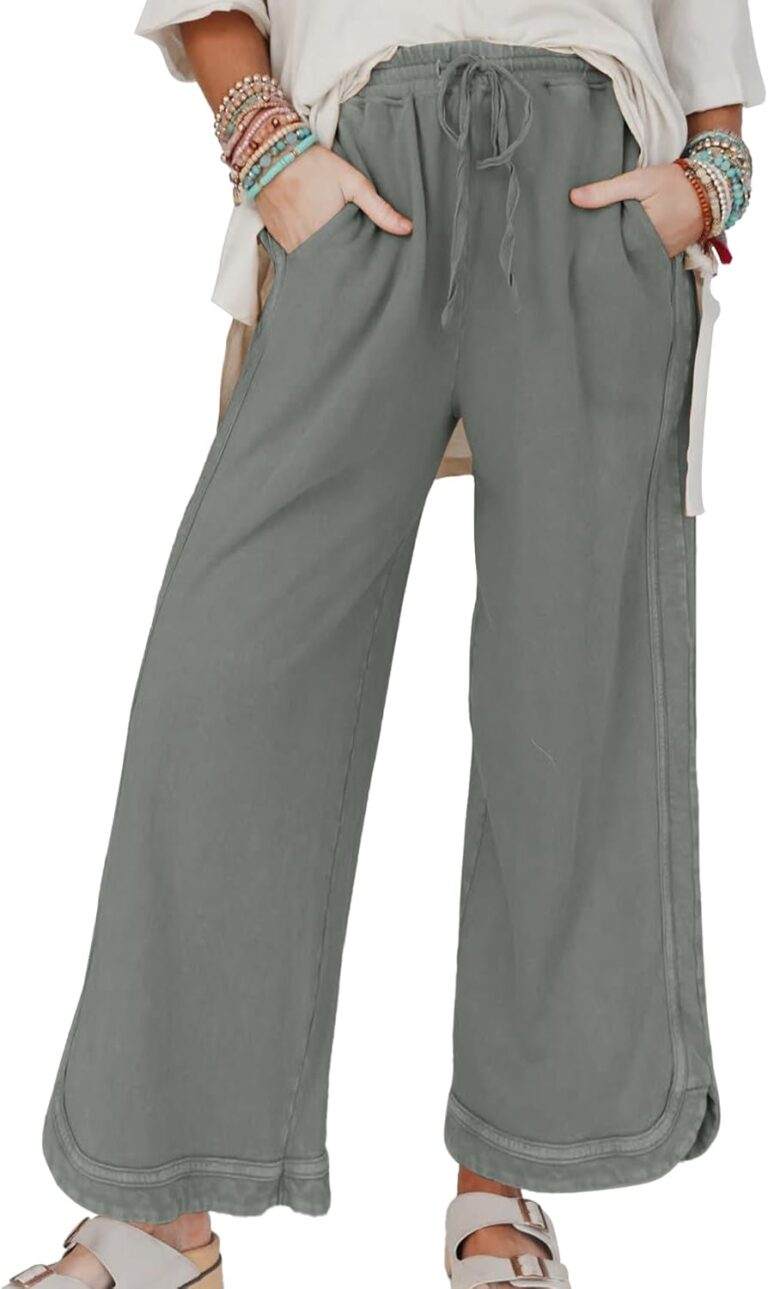 Read more about the article Hixiaohe Women’s Casual Wide Leg Sweatpants High Waist Baggy Acid Wash Pants Drawstring Athletic Palazzo Pants with Pockets