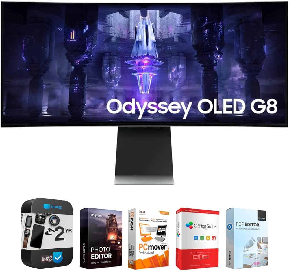Read more about the article Samsung 34″ G85SB OLED Ultra WQHD 175Hz Curved Smart Gaming Monitor Bundle with Tech Smart USA Elite Suite 18 Standard Editing Software Bundle + 1 Year CPS Enhanced Protection Pack