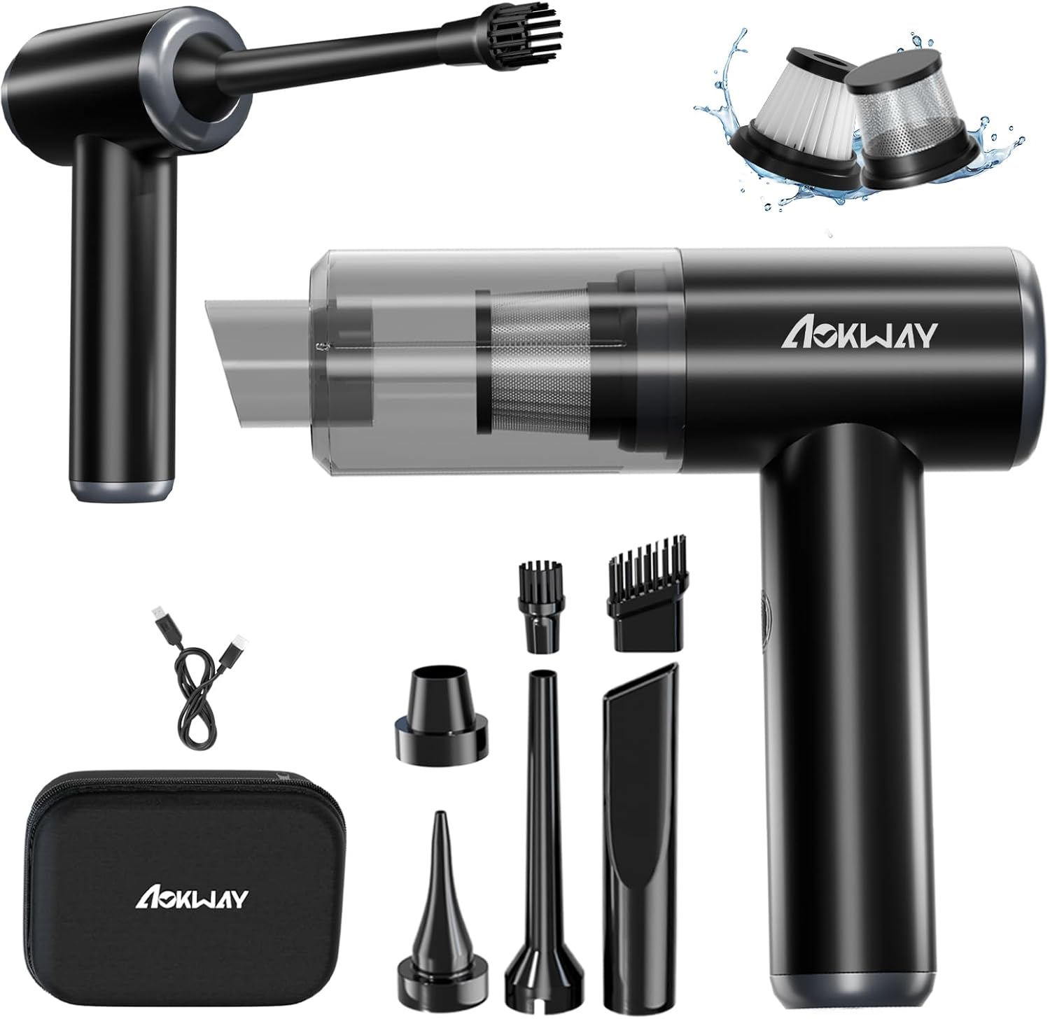 Read more about the article aokway Car Vacuum Portable Cordless 15000PA Powerful Suction, 7500mAh, 4-in-1, High Power Mini Vacuum Cleaner for Car, Home, PC, Keyboard, Desk Cleaning Small Handheld Rechargeable (Black)