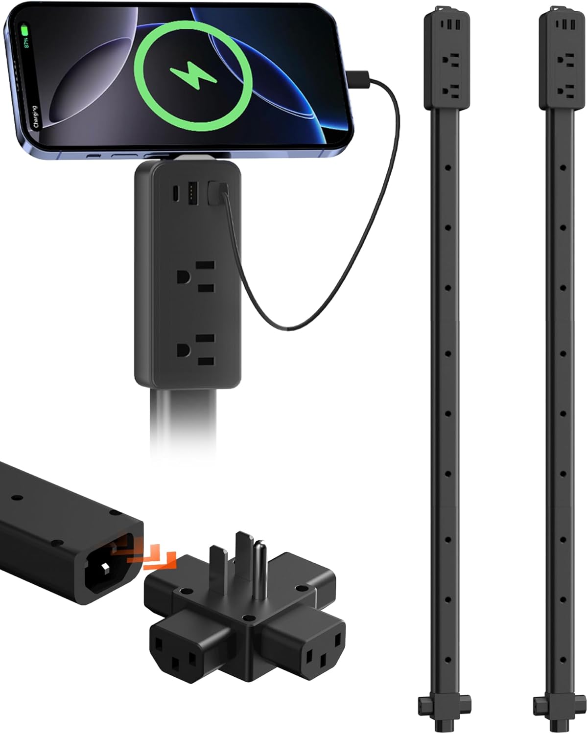 Read more about the article 2 Pack Outlet Extender Stick Black with 4-Way Flat Plug | Extends 8″-36″ | Outlet Extender with 2AC Outlets, 2USB-A & 1USB-C Ports | Socket Expander Access Hard-to-Reach Outlets Bed Sofa Behind