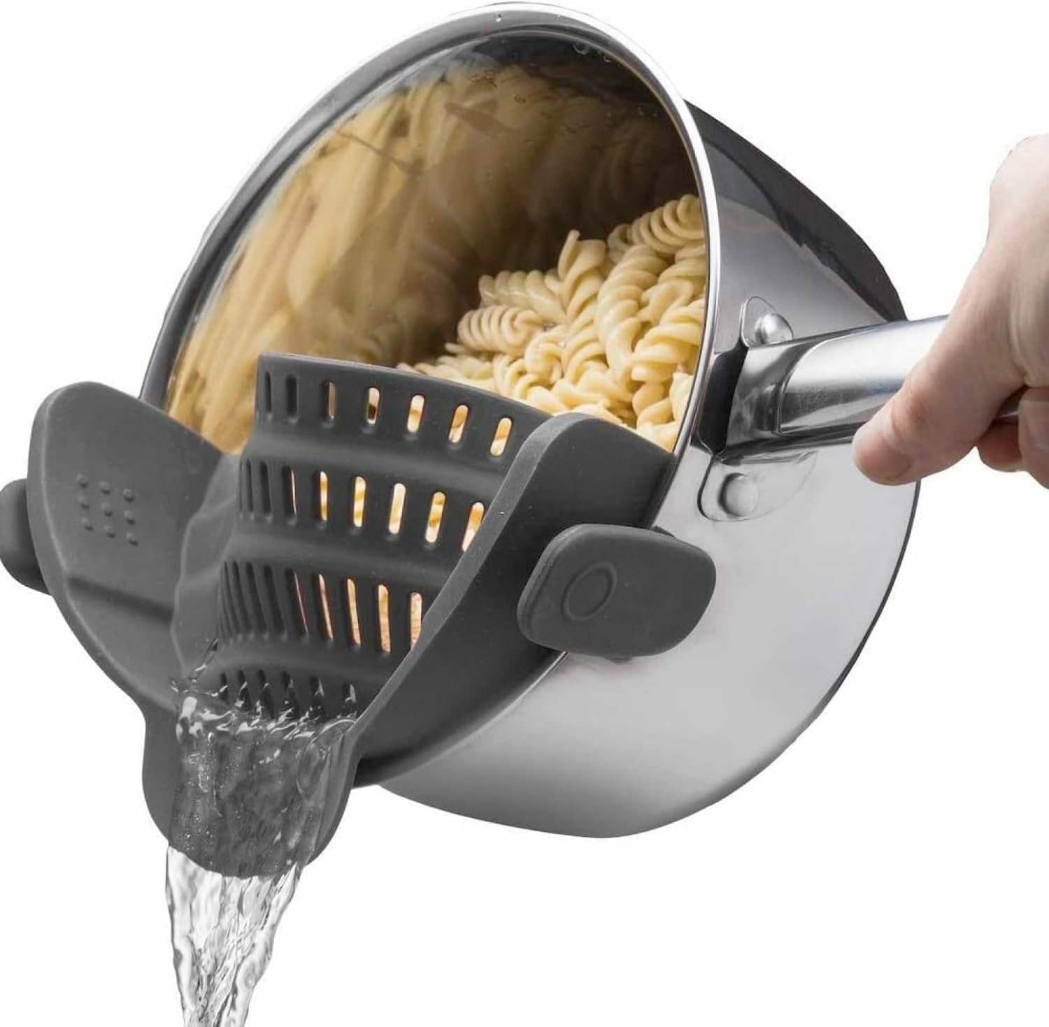 Read more about the article Kitchen Gizmo Snap N’ Strain – Silicone Pasta Strainer Clip-On for Pots and Pans – Heat Resistant Colander for Vegetables and Noodles – Kitchen Gadgets for Cooking – Space-Saving Design – Gray